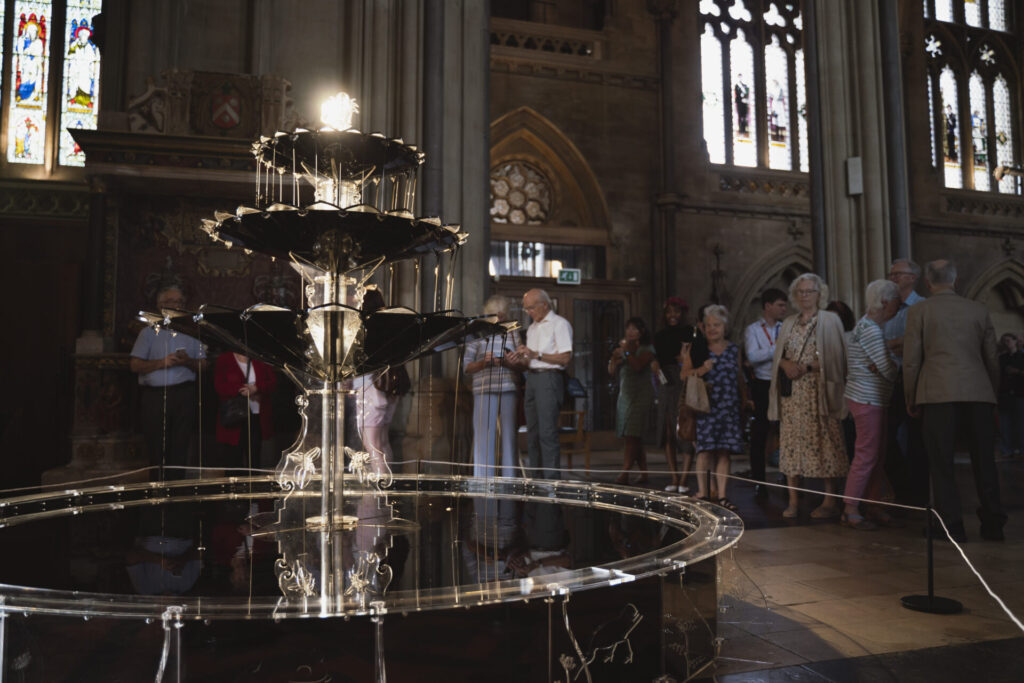 The launch of Luke Jerram's Oil Fountain at Bristol Cathedral, 13 June 2023.Photo by Adam Gasson / Bristol Cathedral